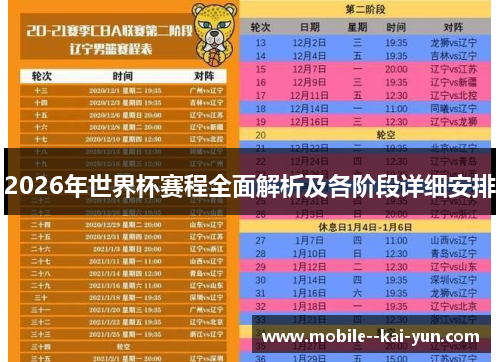 2026年世界杯赛程全面解析及各阶段详细安排